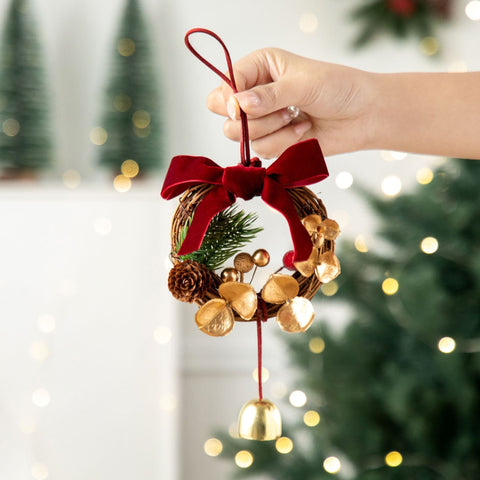 Classic Red Christmas Wreath Hanging Ornament, Xmas Tree & Door Decor for Holiday Atmosphere and Christmas Gift Packaging, Model D8 In Australia - Darrahopens