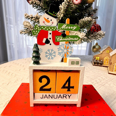 Snowman Design Wooden Christmas Advent Calendar Desktop Ornament, Cute Table Decor for Front Desk Display and Christmas Souvenir Gift Package In Australia - Darrahopens