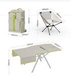 ONEFOREST Ultralight 4-Piece Camping Set, Modao New Green with Storage Bag, Aluminum Table Frame & 2 Moon Chairs, Foldable Outdoor Gear for Picnic Hiking Travel, Christmas Holiday Gift