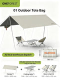 ONEFOREST Ultralight Portable Camping 3-in-1 Set with White Canopy, Tote Bag Integrated Outdoor Combination Kit, Foldable Camping Gear for Picnic, Backpacking, Self-driving Trip, Ideal Practical Present for Christmas and Holiday Gift Giving