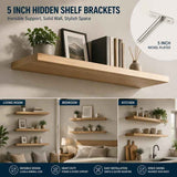 5" Nickel Hidden T Shelf Bracket 2Pcs w/ 5x60&5x80 Screws