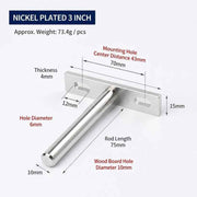 3" Nickel Hidden T Shelf Bracket 2Pcs w/ 5x60&5x80 Screws