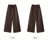 Women Chestnut Brown Three-Piece Casual Sweatsuit, Oversized Comfort Fit Size L, Ready-to-Wear Daily Wardrobe Essential