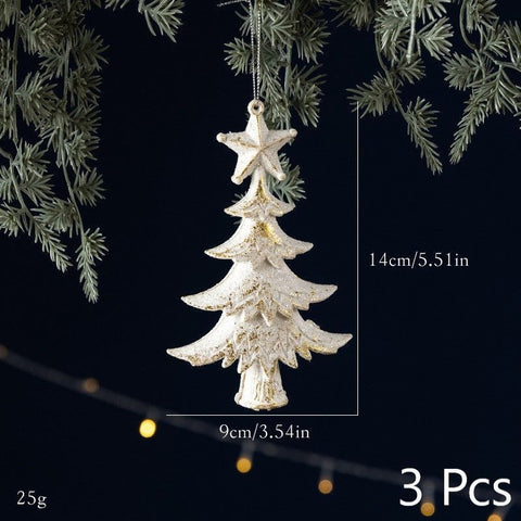 White Gold Mini Christmas Tree Shaped Ornaments, 3 Pieces, Christmas & Halloween Fireplace and Wall Hanging Decor, Dainty Home Accent, Warm Holiday Giveaway Gift In Australia - Darrahopens