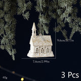 White Gold House Shaped Xmas Tree Pendants, Pack of 3, Christmas & Halloween Whole House Interior Decoration, Lovely Whimsical Ornament, Sweet Small Holiday Gift In Australia - Darrahopens