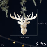 White Gold Elk Reindeer Christmas Hangings, 3 Pieces, Christmas & Halloween Winter Themed Scene Layout Decor, Timeless Seasonal Accessory, Popular Holiday Decorative Present