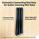Extension Connecting Rod Only for Gutter Cleaning Mini Rake, 3 Sections Pack, Each Section 42cm, Black Splicable Extension Pole, Replacement Accessory for Roof Eaves Drainage Debris Removal Tool In Australia - Darrahopens