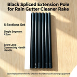 Black Spliced Extension Pole for Rain Gutter Cleaner Rake, 6 Sections Set, Single Segment 42cm, Extra Long Connecting Handle, Spare Replacement Part for Outdoor Roof Drain Leaf Cleaning Equipment In Australia - Darrahopens
