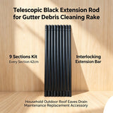 Telescopic Black Extension Rod for Gutter Debris Cleaning Rake, 9 Sections Kit, Every Section 42cm, Interlocking Extension Bar, Household Outdoor Roof Eaves Drain Maintenance Replacement Accessory In Australia - Darrahopens