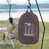 Durable Oxford Fabric Outdoor Picnic Storage Bag, Christmas & Halloween Practical Holiday Present, Lightweight Travel Camping Gear Carrier, Coffee Color, Tableware and Cookware Not Included In Australia - Darrahopens