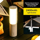 Folding Multi‑function Camping Lantern, Portable Tent Hanging Light, Christmas & Halloween Outdoor Travel Gift, Handheld Emergency Camp Lamp, 2400mAh Rechargeable Battery for Night Activity Lighting