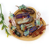 Tree of Life Pendant Necklace with Natural Chip Stones, Antique Copper Metal, Amazonite, Christmas & Halloween Casual Wear Jewelry, Unique Souvenir Gift for Festival Gifting