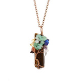 Irregular Crystal Bar Tree of Life Pendant Necklace, Antique Copper Setting, Tiger’s Eye, Christmas & Halloween Night Party Jewelry, Eye‑catching Holiday Giveaway Gift