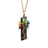 Natural Fragment Stone Tree of Life Necklace, Antique Copper Frame, Obsidian, Christmas & Halloween Themed Costume Jewelry, Cool Style Holiday Gift for Jewelry Lovers In Australia - Darrahopens
