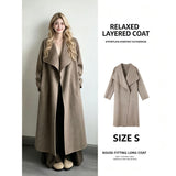 Women Oversized Lapel Wool‑Blend Coat, Nut Brown, Size S, Transitional Early‑Spring Outwear, Relaxed Silhouette Layering Piece, Versatile Office & Weekend Wardrobe Staple for Cool Mornings & Evenings