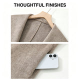 Women Oversized Lapel Wool‑Blend Coat, Nut Brown, Size S, Transitional Early‑Spring Outwear, Relaxed Silhouette Layering Piece, Versatile Office & Weekend Wardrobe Staple for Cool Mornings & Evenings