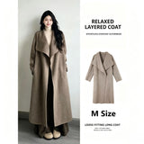 Loose‑fit Big Lapel Woolen Overcoat for Women, Nut Brown Tone, Size M, Early‑Spring Trans‑seasonal Outerwear, Everyday Capsule Wardrobe Item, Ideal for Commute and Casual Outdoor Outing In Australia - Darrahopens