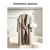 Loose‑fit Big Lapel Woolen Overcoat for Women, Nut Brown Tone, Size M, Early‑Spring Trans‑seasonal Outerwear, Everyday Capsule Wardrobe Item, Ideal for Commute and Casual Outdoor Outing