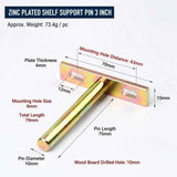 3" Color Zinc Hidden T Bracket 2Pcs w/ 5x60&5x80 Screws
