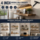 4" Black Hidden T Shelf Bracket 2Pcs w/ 5x60&5x80 Screws
