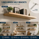 5" Nickel Hidden T Shelf Bracket 4Pcs w/ 5x60&5x80 Screws