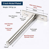 5" Nickel Hidden T Shelf Bracket 4Pcs w/ 5x60&5x80 Screws