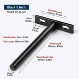 5" Black Hidden T Shelf Bracket 4Pcs w/ 5x60&5x80 Screws