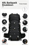 Spacious Nylon Trekking Rucksack 60L Orange,Expandable Backpack With Rain Cover,Suitable for Camping Hiking & Weekend Trip,Christmas Halloween Outdoor Activity Gift In Australia - Darrahopens