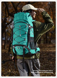 Expandable Travel Hiking Backpack 60L Lake Blue,Nylon Outdoor Rucksack With Rain Cover,Heavy‑Duty Pack for Trekking Camping,Christmas Halloween Adventure‑Lover Household Present