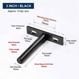 3" Black Hidden T Shelf Bracket 4Pcs w/ 5x60&5x80 Screws