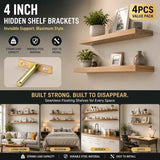 4" Color Zinc Hidden T Bracket 4Pcs w/ 5x60&5x80 Screws