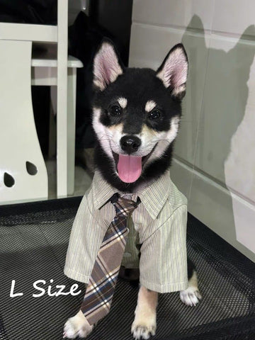 Chic Summer Pet Collared Shirt With Tie, Thin Breathable Garment for Cats & Puppies, Green, Size L, Back Length 34cm, Fits 8‑10kg Pets, Christmas Halloween Pet Styling Gift In Australia - Darrahopens