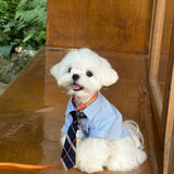 Chic Summer Pet Collared Shirt With Tie, Thin Breathable Garment for Cats & Puppies, Green, Size L, Back Length 34cm, Fits 8‑10kg Pets, Christmas Halloween Pet Styling Gift In Australia - Darrahopens