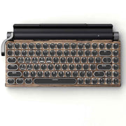83 Keys Retro Punk Typewriter Mechanical Keyboard, Dual-Mode Bluetooth Hot Swappable Clicky Blue Switch, Wood Grain Shell With White Backlight, Custom Typing Accessory, Christmas Halloween Tech Enthusiast Gift In Australia - Darrahopens