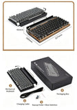 83 Keys Retro Punk Typewriter Mechanical Keyboard, Dual-Mode Bluetooth Hot Swappable Clicky Blue Switch, Wood Grain Shell With White Backlight, Custom Typing Accessory, Christmas Halloween Tech Enthusiast Gift