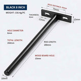 8" Black Hidden T Shelf Bracket 4Pcs w/ 5x60&5x80 Screws