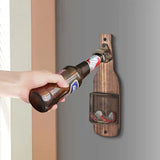 Wall Mounted Beer Bottle Opener With Cap Storage Basket, Creative Hanging Bottle Opener, Decor for Kitchen & Bar Counter, Charcoal Finish, Christmas Halloween Bar Decor Gift