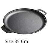 Heavy Duty Double Handle Cast Iron Griddle, Uncoated Solid Iron Pan for Steak, Pork Chops & Breakfast Pancakes, 35cm Griddle, Compatible with BBQ, Induction & Campfire, Christmas & Halloween Kitchen Gift