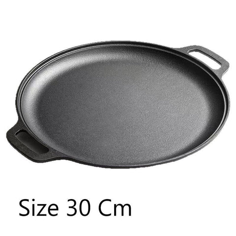 Dual Ear Uncoated Cast Iron Flat Griddle, Thick Solid Iron Skillet for Searing Meat, Flatbread & Seafood, 30cm Griddle, Durable Multi-Purpose Home Cookware, Christmas & Halloween Housewarming Present