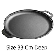 Deepened Double Handle Cast Iron Griddle, Thick Uncoated Iron Pan for Family BBQ & Indoor Cooking, 33cm Deep Griddle, Even Heat Distribution for Steaks & Veggies, Christmas & Halloween Practical Kitchen Gift In Australia - Darrahopens
