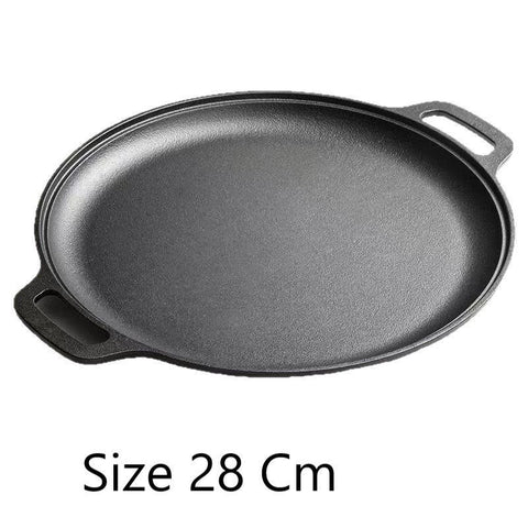 Thick Uncoated Cast Iron Flat Griddle With Twin Handles, Solid Iron Pan for Pancakes, Pork Chops & Outdoor Grilling, 28cm Griddle, Multi-Stove Compatible Cookware, Christmas & Halloween Gift for Home Cooks In Australia - Darrahopens