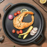 Thick Uncoated Cast Iron Flat Griddle With Twin Handles, Solid Iron Pan for Pancakes, Pork Chops & Outdoor Grilling, 28cm Griddle, Multi-Stove Compatible Cookware, Christmas & Halloween Gift for Home Cooks In Australia - Darrahopens