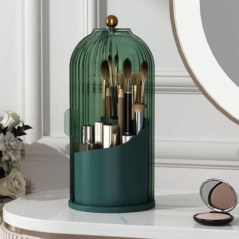 Spinning Birdcage Style Multi-Purpose Storage Caddy, Dustproof Compartment Container for Makeup, Pens, Toothpaste, Spoons, Knives & Forks, Transparent Green, Christmas & Halloween Dresser Present In Australia - Darrahopens