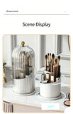 Spinning Birdcage Style Multi-Purpose Storage Caddy, Dustproof Compartment Container for Makeup, Pens, Toothpaste, Spoons, Knives & Forks, Transparent Green, Christmas & Halloween Dresser Present