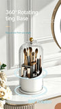 Rotatable Birdcage Desktop Storage Organiser, Dustproof Split Holder for Skincare Products, Stationery, Toiletries & Tableware, Transparent Grey, Christmas & Halloween Home Decor Gift
