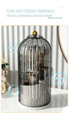 Rotatable Birdcage Desktop Storage Organiser, Dustproof Split Holder for Skincare Products, Stationery, Toiletries & Tableware, Transparent Grey, Christmas & Halloween Home Decor Gift