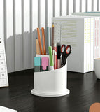 Rotating Birdcage Multi-use Storage Caddy, Dustproof Divided Organiser for Cosmetics, Cutlery, Toothbrushes & Stationery, Transparent White, 2 Pack, Christmas & Halloween Housewarming Gift
