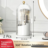 Spinning Birdcage Storage Bucket, Dustproof Multi-Grid Holder for Skincare, Makeup Brushes, Tableware & Toiletries, Transparent Green, 2 Pack, Christmas & Halloween Practical Gift