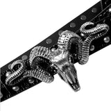 Punk Style Metal Sheep Head Rivet Belt, Vintage Distressed Unisex Strap, Edgy Subculture Waist Chain, Sheep Head Design, 3.8cm Width, 115cm Length, Christmas & Halloween Fashion Gift