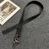 Punk Style Metal Sheep Head Rivet Belt, Vintage Distressed Unisex Strap, Edgy Subculture Waist Chain, Sheep Head Design, 3.8cm Width, 115cm Length, Christmas & Halloween Fashion Gift